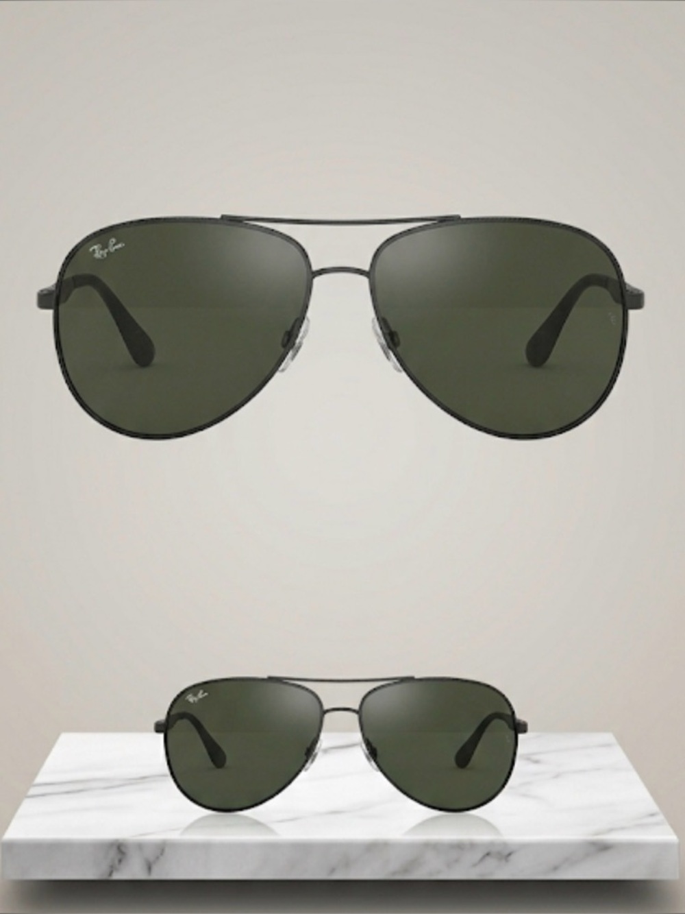 Ray-Ban Highstreet Aviator sunglasses w/ matte black frame & black lenses